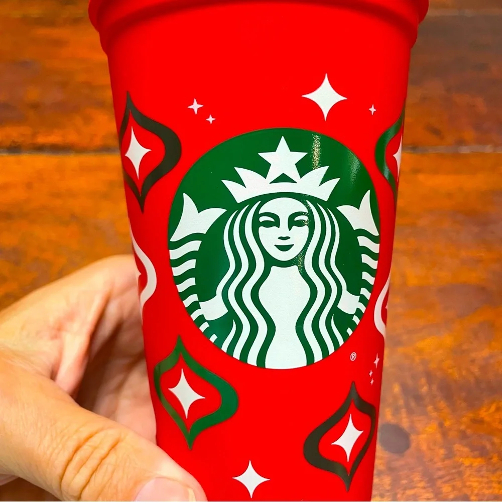 Starbucks Holiday/Christmas Red Plastic 16oz Travel Tumblers w/ Lid x3